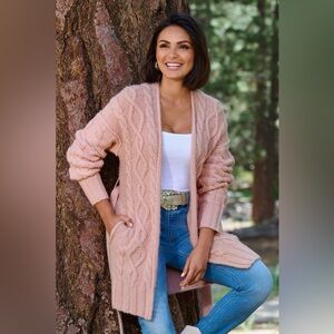 Boston Proper Cable Tie Waist Cardigan Sweater